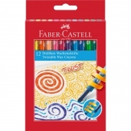 Creioane colorate cerate retractabile 12 culori/cutie Faber Castell