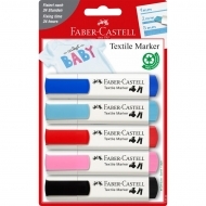 Marker textile Rosu-Albastru 5 buc/set Faber Castell