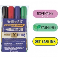 Marker pentru tabla de scris Artline 517 varf rotund 2 mm, 4 culori / set