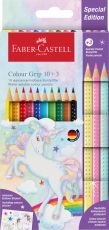 Creioane colorate Grip 2001, 10+3 culori/set Unicorni Faber Castell