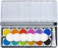 Acuarele 12 culori/set detasabile + pensula + tub alb Eberhard Faber