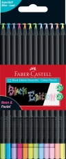 Creioane colorate pastel + neon, 12 culori/set Black Edition Faber Castell