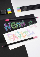 Creioane colorate pastel + neon, 12 culori/set Black Edition Faber Castell