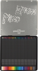Creioane colorate 24 culori/set cutie metal, Black Edition Faber Castell