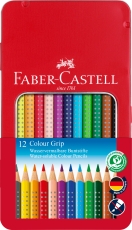 Creioane colorate Grip 2001, 12 culori/cutie Metal Faber Castell 