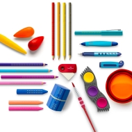 Creioane colorate Jumbo Grip + ascutitoare, 12 culori/cutie Faber Castell 