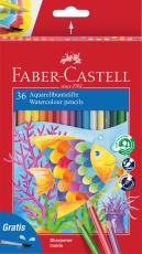 Creioane colorate acuarela + pensula, 36 culori/set Faber Castell