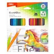 Creioane colorate plastic 24 culori/set Deli
