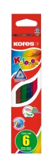 Creioane colorate triunghiulare 6 culori/set Kores