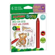 Creioane colorate cerate 6 culori/set + 6 carduri animale, Alpino Baby