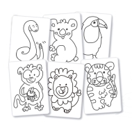 Creioane colorate cerate 6 culori/set + 6 carduri animale, Alpino Baby