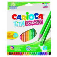 Creioane colorate cu guma 24 culori/cutie, Carioca Tita Erasable