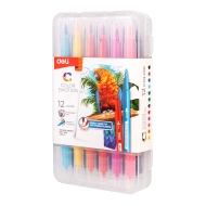 Carioca varf tip pensula 12 culori/cutie plastic Deli