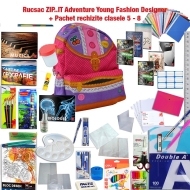 Rucsac ZIP..IT Adventure Young Fashion Designer + Pachet rechizite clasele 5 - 8