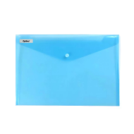 Mapa protectie documente A5 landscape, inchidere cu capsa, 10/set, Optima - albastru transparent