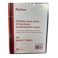 Mapa prezentare A4 cu 40 folii, coperta rigida, Optima - negru