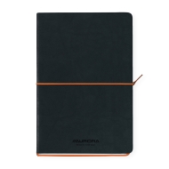 Caiet A5, 192 file, 80 g/mp, coperta soft-touch negru-portocaliu,Aurora Tesoro - dictando