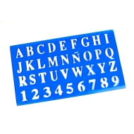 Sablon plastic cu litere mari si cifre / litere mici si semne aritmetica, rigla 22 cm