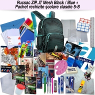 Rucsac ZIP..IT Mesh Black / Blue + Pachet rechizite clasele 5 - 8