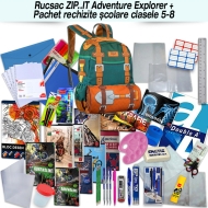 Rucsac ZIP..IT Adventure Explorer + Pachet rechizite clasele 5 - 8 