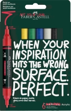 Marker acrilic multimark 6 culori de baza/blister Faber Castell