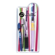 Stilou plastic cu grip (ideal pt incepatori) + 5 rezerve cerneala, Willgo