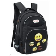 Rucsac gimnaziu 3 fermoare EMOJI CLASIC NEGRU Pigna