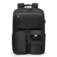 Rucsac laptop inteligent, 6 fermoare, intaritura spate - negru