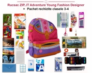 Rucsac ZIP..IT Adventure Young Fashion Designer + Pachet rechizite clasele 3 - 4