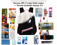 Rucsac ZIP..IT Lady Grillz negru + Pachet rechizite clasele 3 - 4