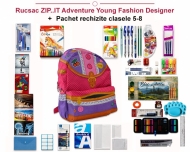 Rucsac ZIP..IT Adventure Young Fashion Designer + Pachet rechizite clasele 5 - 8