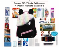 Rucsac ZIP..IT Lady Grillz negru + Pachet rechizite clasele 5 - 8