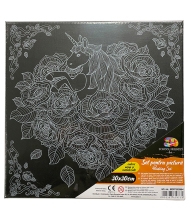 Panza predesenata neagra pe sasiu 30 x 30 cm UNICORN Art SF Pigna