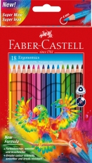 Creioane colorate triunghiulare 18 culori/set ERGONOMICS Faber Castell