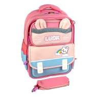 Ghiozdan scolar LUCK 41x29x16 cm, 3 fermoare, penar etui inclus - fete
